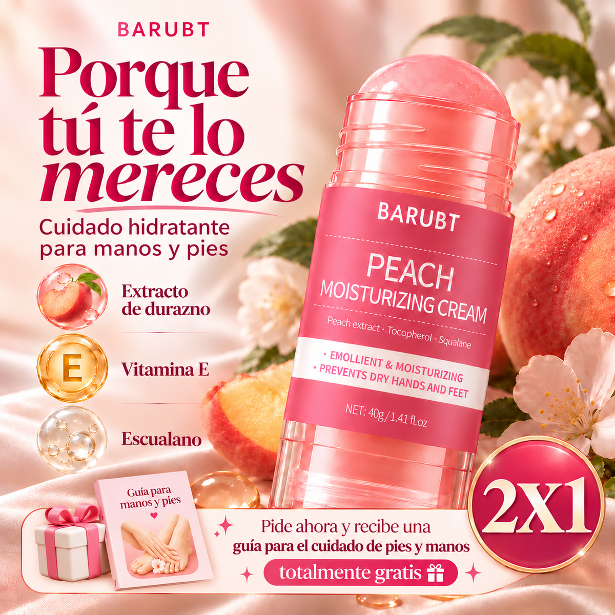 Crema Hidratante Pies y Manos BARUBT Suavidad que se ve y que se siente (2X1)